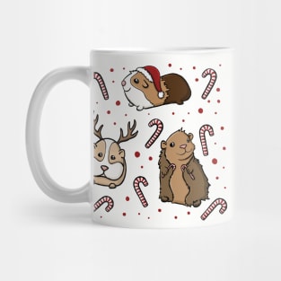 Festive Guinea Pigs Pattern Digital Illustration Mug